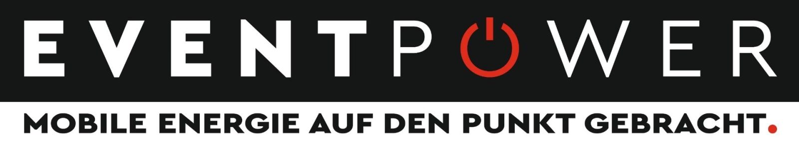 Eventpower-Logo mit Slogan „Mobile Energie auf den Punkt gebracht“ für Unternehmens-Website.